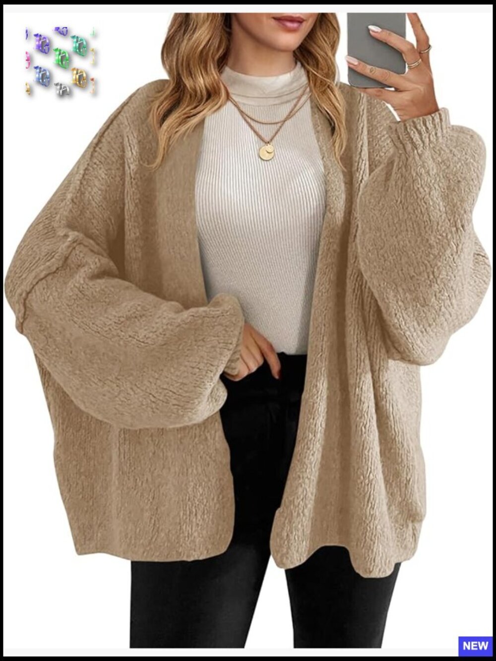 Oversized Chunky Knit Cardigan Open Front Long Lantern Sleeve Fall Trendy Y2K